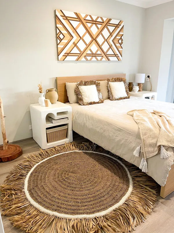 Meyank – Tapis Rond (Franges en raphia)