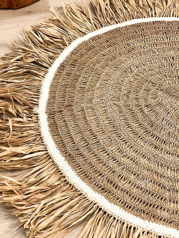 Meyank – Tapis Rond (Franges en raphia)